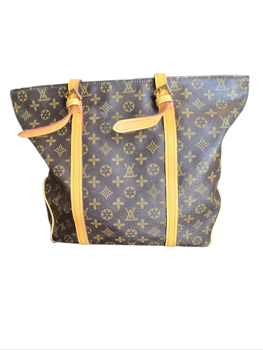 Monogram Canvas Leather-Trim Tote - Brown/Tan - Picture 4 of 11